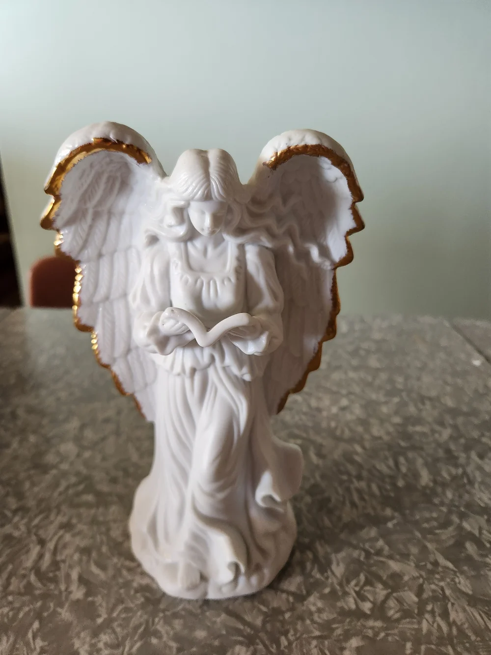 Source Unknown White and Gold Angel Figurine